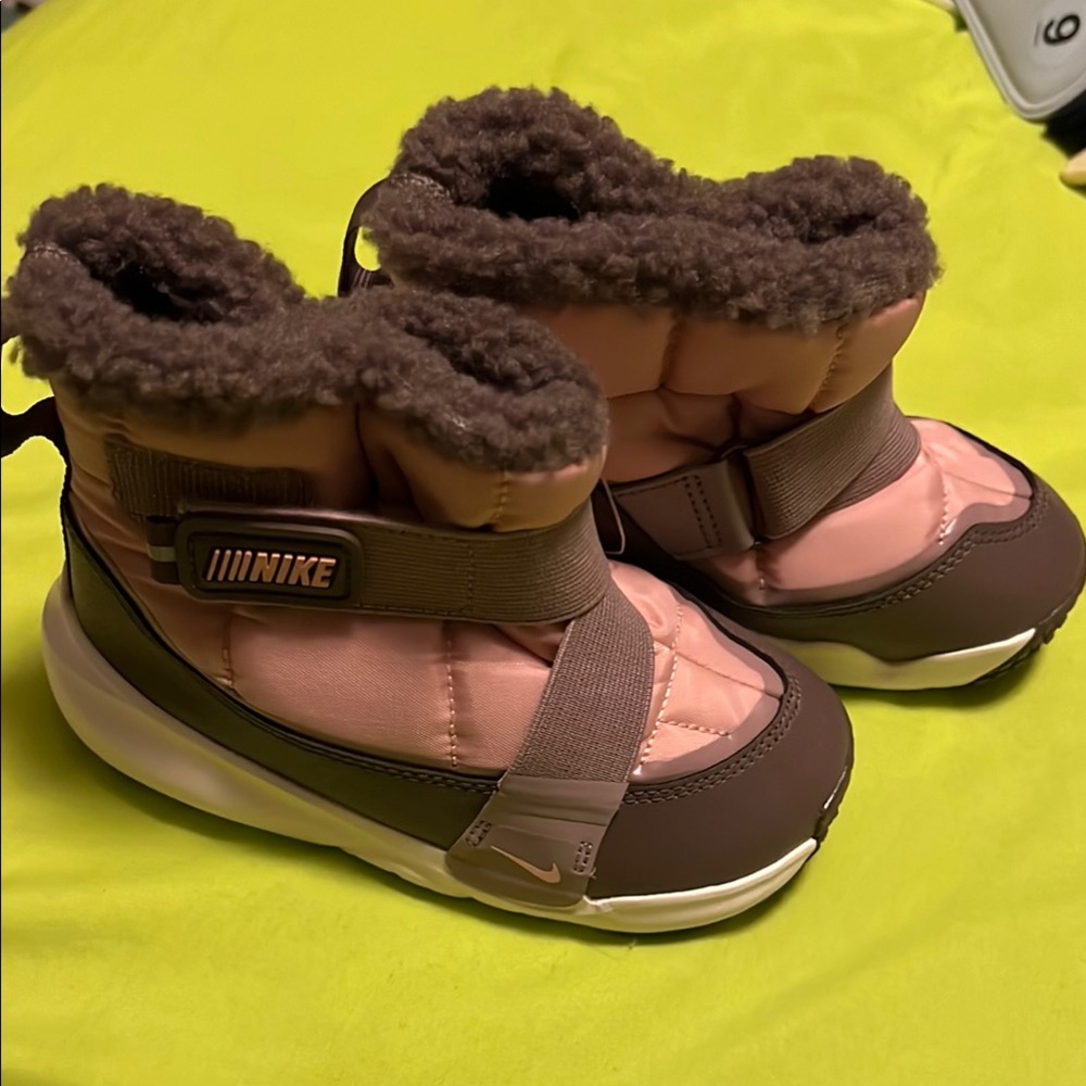Nike Pink and Brown Waterproof Boots